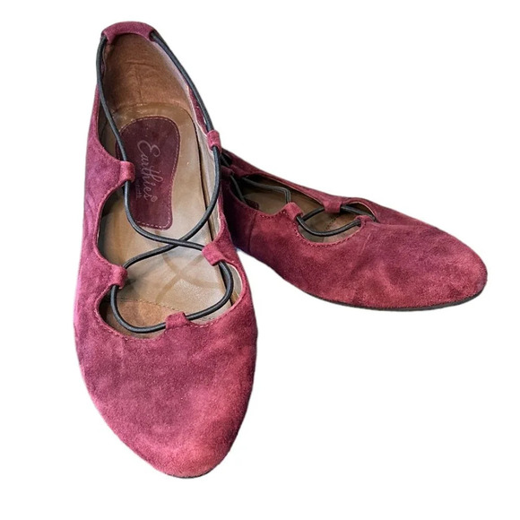EARTHIES EARTH BRAND Purple Lace Up Suede Ballet Flats - 8 - Picture 1 of 12